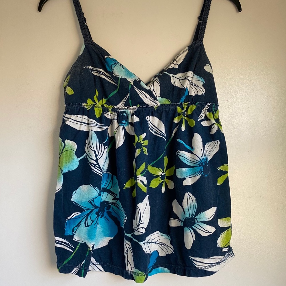 Navy Floral Tank Top